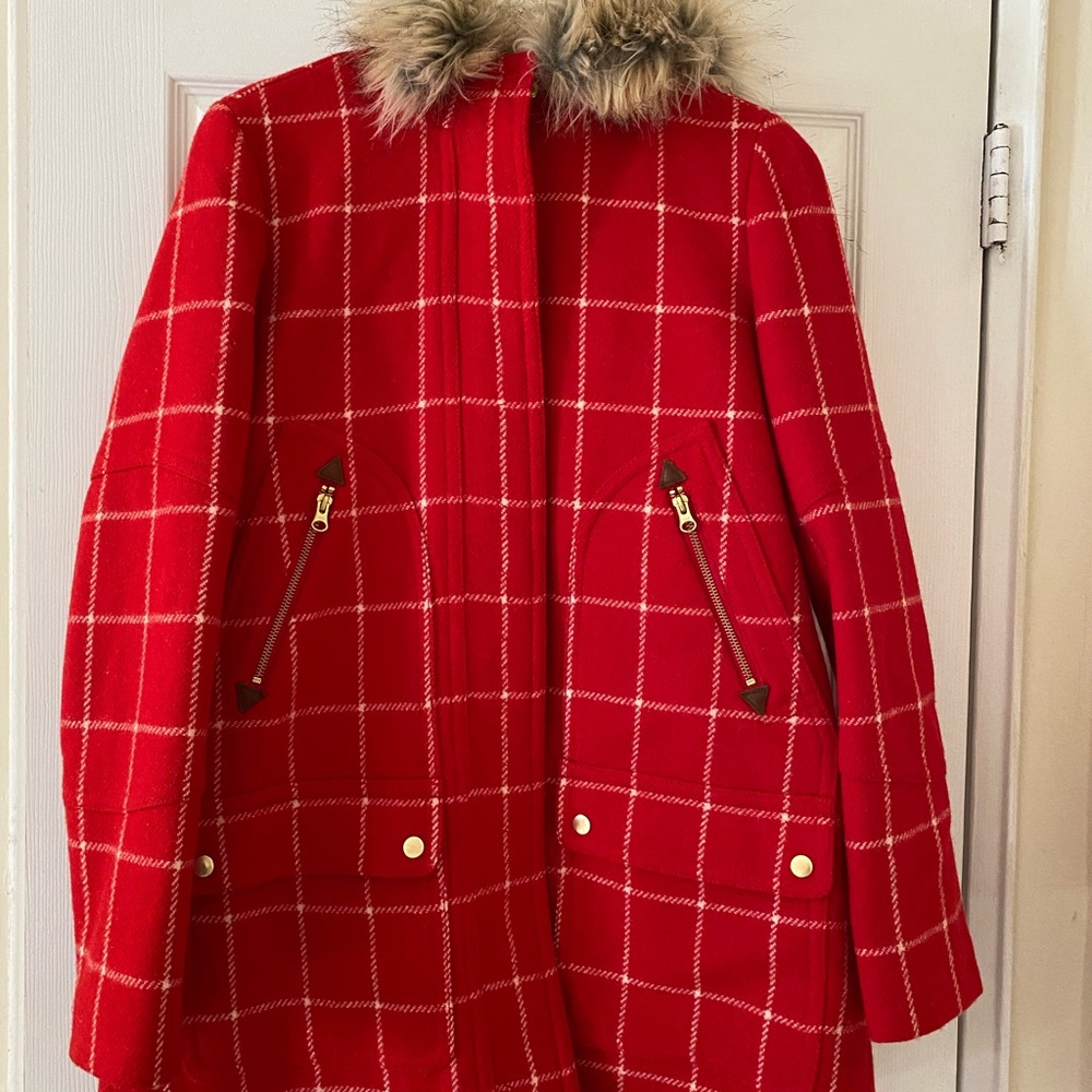 J Crew Chateau Parka Windowpane Print